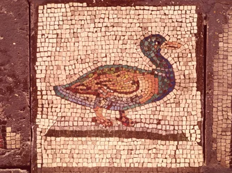 Eine Ente (Detail) aus Orpheus bezaubert die Tiere (Mosaik)